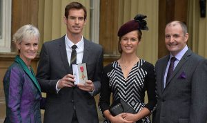 Andy Murray and Family after receiving Knighthood Photo Credit: PA